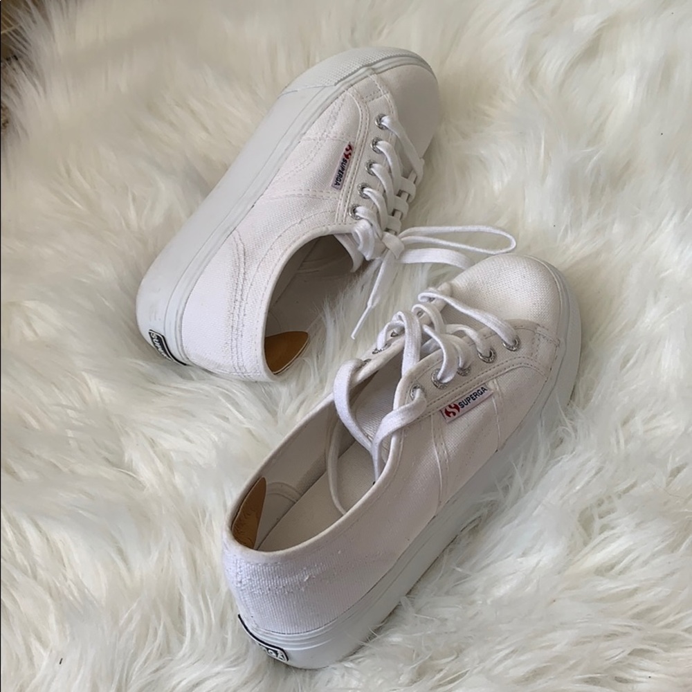 White Superga platform sneakers